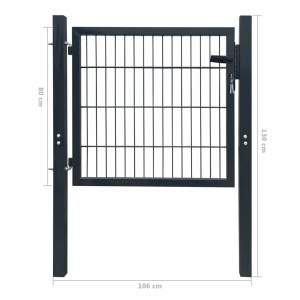 Poartă 2D pentru gard (simplă) 106 x 130 cm, gri antracit - Img 5