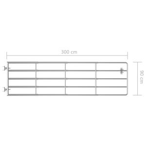 Poartă de câmp cu 5 bare, argintiu, (115-300) x 90 cm, oțel - Img 5