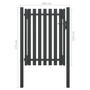 Poartă de gard grădină, antracit, 1 x 1,75 m, oțel - Img 4