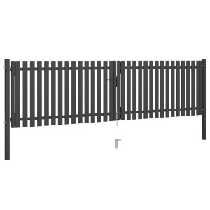 Poartă de gard grădină, antracit, 4 x 1,25 m, oțel - Img 2