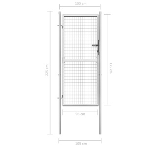 Poartă de grădină, argintiu, 105 x 225 cm, oțel galvanizat - Img 5