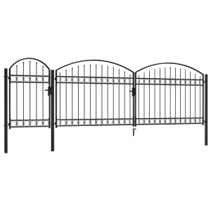 Poartă de grădină cu arcadă, negru, 2 x 5 m, oțel - Img 2