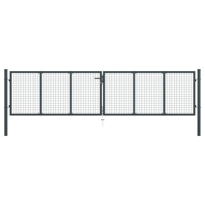 Poartă de grădină din plasă, gri, 400 x 175 cm, oțel galvanizat