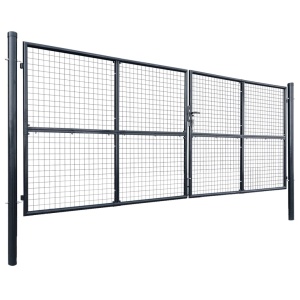 Poartă din plasă grădină, oțel galvanizat, 400 x 150 cm, gri - Img 2
