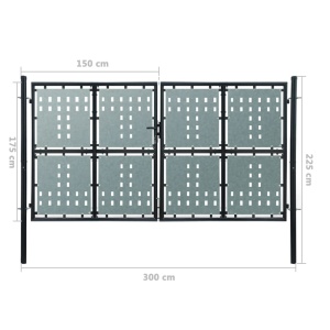 Poartă dublă neagră pentru gard 300 x 225 cm - Img 5