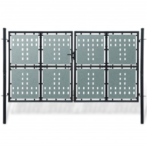 Poartă dublă neagră pentru gard 300 x 250 cm