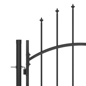 Poartă gard pentru grădină cu vârf suliță, negru 5 x 2,45 m - Img 3