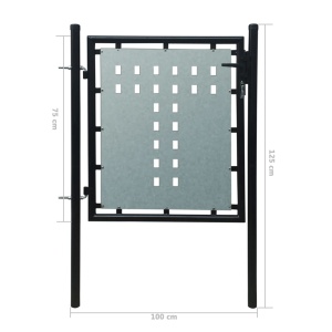 Poartă pentru gard simplă, negru, 100 x 125 cm - Img 5