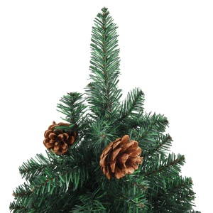 Pom Crăciun artificial subțire lemn și conuri verde 180 cm PVC - Img 3