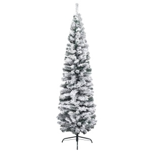 Pom de Crăciun artificial, subțire, cu zăpadă, verde 210 cm PVC - Img 2