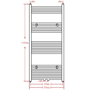 Radiator port-prosop incălzire centrală baie, drept, 500x1160mm, negru - Img 9