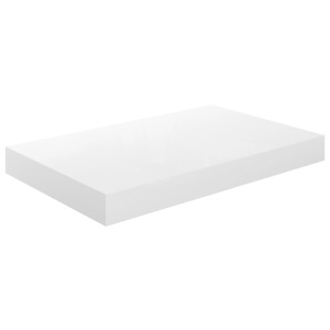 Raft de perete suspendat, alb extralucios, 40x23x3,8 cm, MDF - Img 2