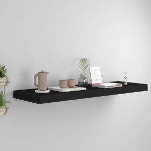 Raft de perete suspendat, negru, 80x23,5x3,8 cm, MDF