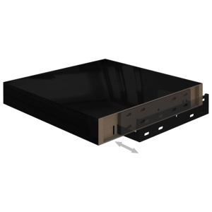 Raft de perete suspendat, negru extralucios, 23x23,5x3,8 cm MDF - Img 6