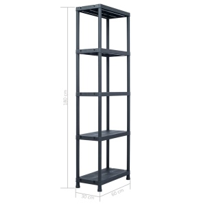 Rafturi de depozitare 2 buc. negru 60x30x180 cm plastic 125 kg - Img 9