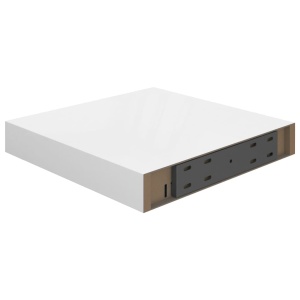 Rafturi de perete, 2 buc., alb extralucios, 23x23,5x3,8 cm, MDF - Img 6