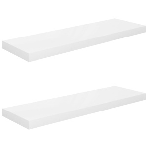 Rafturi de perete, 2 buc., alb extralucios, 80x23,5x3,8 cm, MDF - Img 2