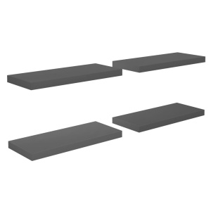 Rafturi de perete, 4 buc., gri extralucios, 60x23,5x3,8 cm, MDF - Img 2