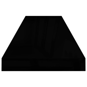 Rafturi de perete 4 buc. negru extralucios, 90x23,5x3,8 cm, MDF - Img 5