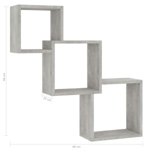 Rafturi de perete, cub, gri, 84,5 x 15 x 27 cm, PAL - Img 5