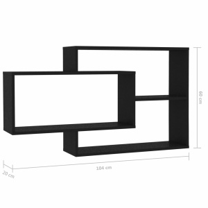 Rafturi de perete, negru, 104 x 20 x 60 cm, PAL - Img 5