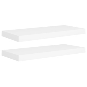Rafturi de perete suspendate, 2 buc., alb, 60x23,5x3,8 cm, MDF - Img 2