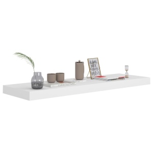 Rafturi de perete suspendate, 2 buc., alb, 80x23,5x3,8 cm, MDF - Img 3