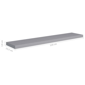 Rafturi de perete suspendate, 2 buc., gri, 120x23,5x3,8 cm, MDF - Img 9