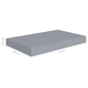 Rafturi de perete suspendate, 2 buc., gri, 40x23x3,8 cm, MDF - Img 9