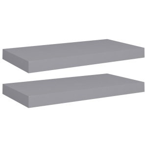 Rafturi de perete suspendate, 2 buc., gri, 50x23x3,8 cm, MDF - Img 2