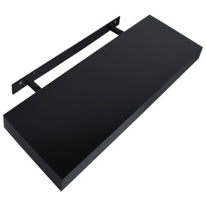 Rafturi de perete suspendate, 2 buc., negru, 40 x 20 x 3,8 cm - Img 4