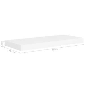 Rafturi de perete suspendate, 4 buc., alb, 60x23,5x3,8 cm, MDF - Img 9