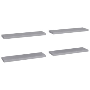 Rafturi de perete suspendate, 4 buc., gri, 90x23,5x3,8 cm, MDF - Img 2