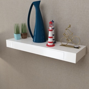 Rafturi de perete suspendate cu sertare, 2 buc., alb, 80 cm - Img 3