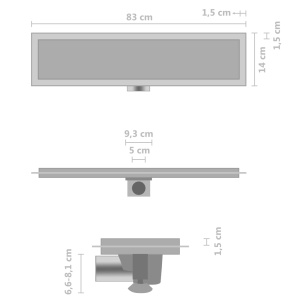 Rigolă de duș cu capac 2-in-1, 83 x 14 cm, oțel inoxidabil - Img 7