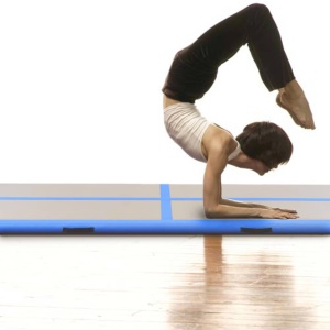 Saltea gimnastică gonflabilă cu pompă albastru 500x100x10cm PVC - Img 2