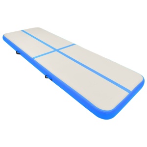 Saltea gimnastică gonflabilă cu pompă albastru 500x100x15cm PVC - Img 2