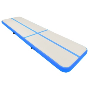 Saltea gimnastică gonflabilă cu pompă albastru 800x100x20cm PVC - Img 3