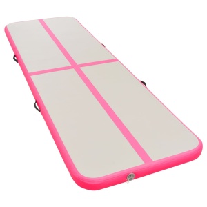 Saltea gimnastică gonflabilă cu pompă roz 300x100x10cm PVC - Img 4