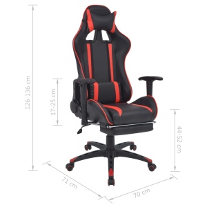 Scaun birou rabatabil, design racing, suport picioare, roșu - Img 6