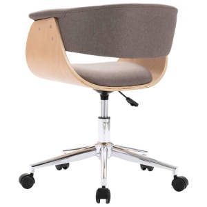Scaun bucătărie pivotant gri taupe lemn curbat/material textil - Img 8
