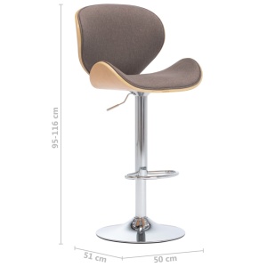 Scaun de bar, gri taupe, material textil - Img 7