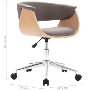 Scaun de birou pivotant, gri taupe, lemn curbat și textil - Img 7