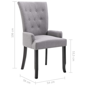 Scaun de bucătărie cu brațe, gri deschis, material textil - Img 7