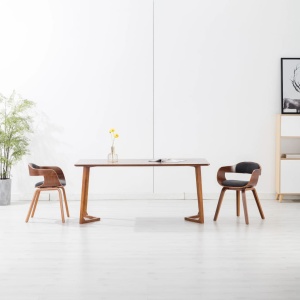 Scaun de bucătărie, gri inchis, material textil și lemn curbat - Img 2