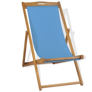 Scaun de exterior, albastru, 56 x 105 x 96 cm, lemn de tec - Img 2