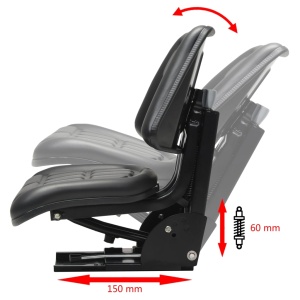 Scaun de tractor cu suspensie Negru - Img 6