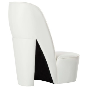Scaun, design toc inalt, alb, piele ecologică - Img 3