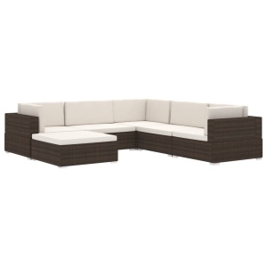 Scaun modular de colț, 1 buc., gri, poliratan, cu perne - Img 6