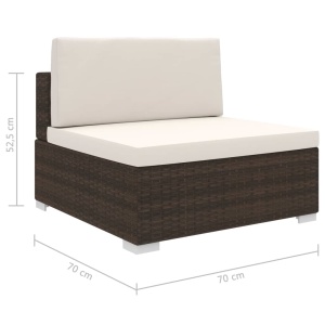 Scaun modular de mijloc, 1 buc., maro, poliratan, cu perne - Img 8
